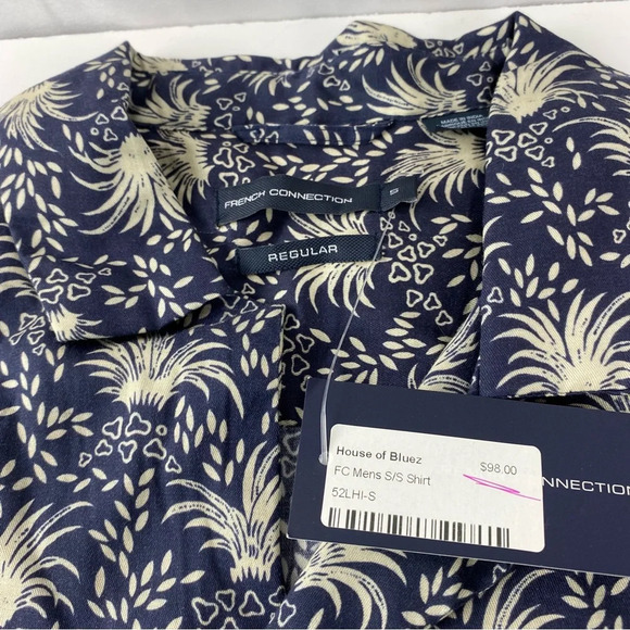 French Connection Mens Small Hawaiian Button Down Shirt Short Sleeve NWT - Picture 4 of 6